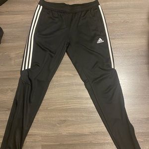 Adidas black with white stripe pants